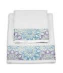 Vingi set asciugamani viso + ospite cotone Flowers bianco