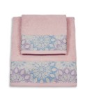 Vingi set asciugamani viso + ospite cotone Flowers rosa