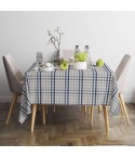 Tovaglia Sommaruga Francy no stiro rettangolare trama quadri dis G beige e blu