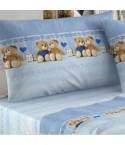 Completo letto 100% cotone Irge Ginevra fantasia Bears azzurro