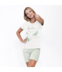 Pigiama donna corto estivo Il granchio GP5010 panna