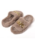 Pantofole con catena punta aperta donna visone Preziosa 0077
