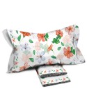 Completo letto Pompea Ibisco lenzuola sopra sotto con angoli federa arancio