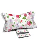 Completo letto Pompea Ibisco lenzuola sopra sotto con angoli federa rosa