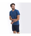 Pigiama uomo Il Granchio GP1048 corto estivo cotone bluette