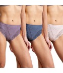 Slip donna con pizzo e cotone elasticizzato Jadea 3 pezzi