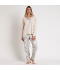Pigiama caldo cotone scollo a V pizzo Admas Garden 62619