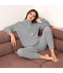 Pigiama donna in caldo coral con orsetto Biancaluna 24D93018