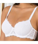 Reggiseno con ferretto Sièlei 2454 imbottito in pizzo fronte bianco modella