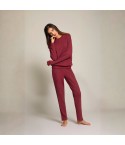 Pigiama donna a coste in caldo cotone Jadea 5293