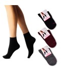Calzini donna Jadea JB790 caldo cotone nero bordeaux e grigio 3 paia 