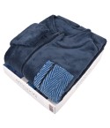 Giacca da camera uomo vestaglia zip caldissima Karel blu SE3486