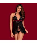 Sexy babydoll + perizoma Obsessive Rossita nero 2 pz