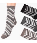 Calze donna Leon d'oro Kris moda fantasia zig zag 3 paia