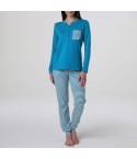 Pigiama donna a righe cotone leggero Lovable L0EQI
