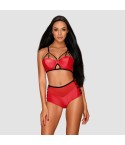 Set sexy effetto pelle reggiseno con ferretto slip alti stringati Obsessive Leatheria