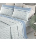 Completo letto 100% cotone Irge Ginevra fantasia Amabel azzurro