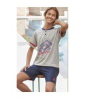 Pigiama ragazzo Lotto LP8025 corto cotone grigio melange
