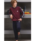 Pigiama bambino tuta Lotto lp9008 caldo cotone bordeaux