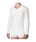 Maglia lana e cotone uomo manica lunga scollo a V