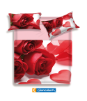 Lenzuola letto rose rosse cuore Biancaluna set 4 pezzi Couer rosso