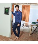 Pigiama uomo in caldo cotone con scollo a serafino e finto taschino decorativo navigare 141705