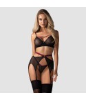 Coordinato reggiseno perizoma reggicalze Obsessive Novenes 3 pezzi