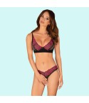 Set reggiseno ferretto + perizoma crotchless Obsessive Rosenty 2 pcs 