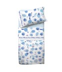 Completo letto Pompea Oceano lenzuola sopra sotto con angoli federa blu