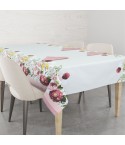 Servizio per la tavola tovaglia + tovaglioli in cotone fiori rosa Ortensia Preziosa