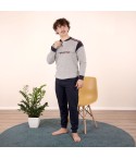Pigiama uomo Lotto LP4067 caldo cotone grigio melange con polsini