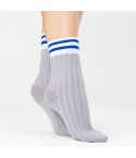Calzini lavorati 80 denari trecce 3D grey/cobalt con polsino Fiore player