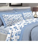 Lenzuola letto 100% cotone percalle D17 Preziosa Portovenere celeste