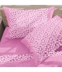 Lenzuola letto in calda flanella Soffice Preziosa D12 rosa e bianco