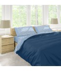 Completo letto lenzuola matrimoniale calda flanella celeste Preziosa Soffice D12