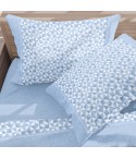 Lenzuola letto in calda flanella Soffice Preziosa D12 celeste e bianco