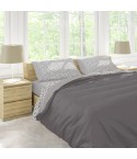 Completo letto lenzuola matrimoniale calda flanella grigio Soffice D12