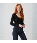 Maglia donna lana e seta con pizzo Ragno 701839