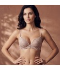 Reggiseno senza ferretto Push Up Lormar Desiderio Pizzo fronte noisette modella