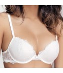 Reggiseno push up Sièlei 1946 con ferretto in pizzo fronte bianco modella