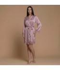 Vestaglia donna kimono in raso con pizzo Biancaluna RS77251