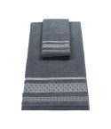 Vingi set asciugamani viso + ospite cotone Rubino piombo