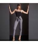 Pantalone gessato Jogger Love and bra 54130 grigio lacci pelle