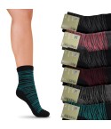 Calze donna caldo cotone 6 paia corte fantasia Meritex 3596 A