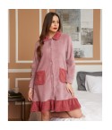 Vestaglia con bottoni e tasche in caldissimo coral rosa Karel se3461