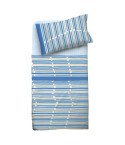 Completo letto Pompea Rule lenzuola sopra sotto con angoli federa azzurro