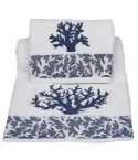 Vingi set asciugamani viso e ospite Paros bianco e blu