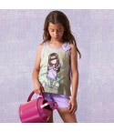 Pigiama bambina corto Santoro Gorjuss 55622 viola pois
