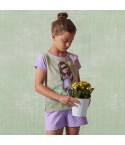 Pigiama bambina corto Santoro Gorjuss 55623 cotone lilla pois