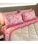 Completo letto matrimoniale floreale in 100% cotone Biancaluna Sibilla